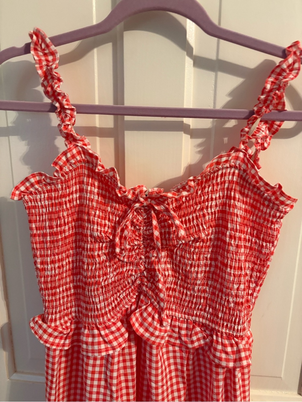 Gingham Red Tiered Maxi Sundress - Picture 4 of 5